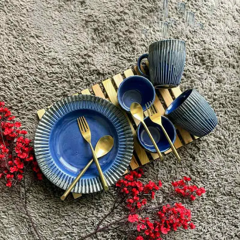 Acacia Ceramic Deep Pasta Plates Set | Set of 9