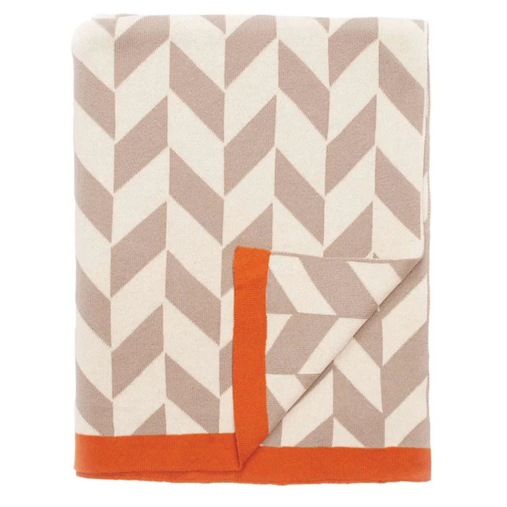 Beige Herringbone Throw