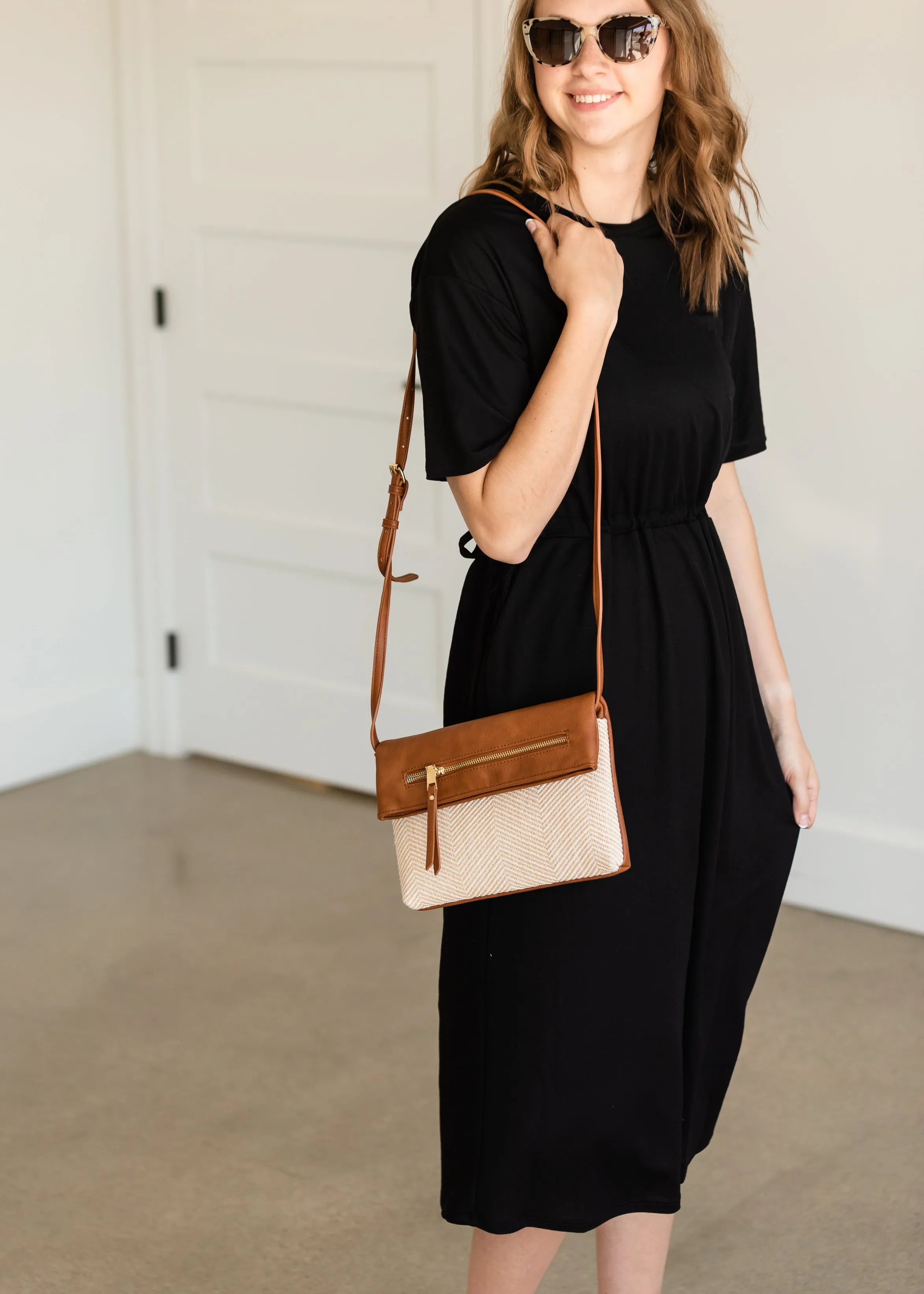 Black Drawstring T-Shirt Midi Dress
