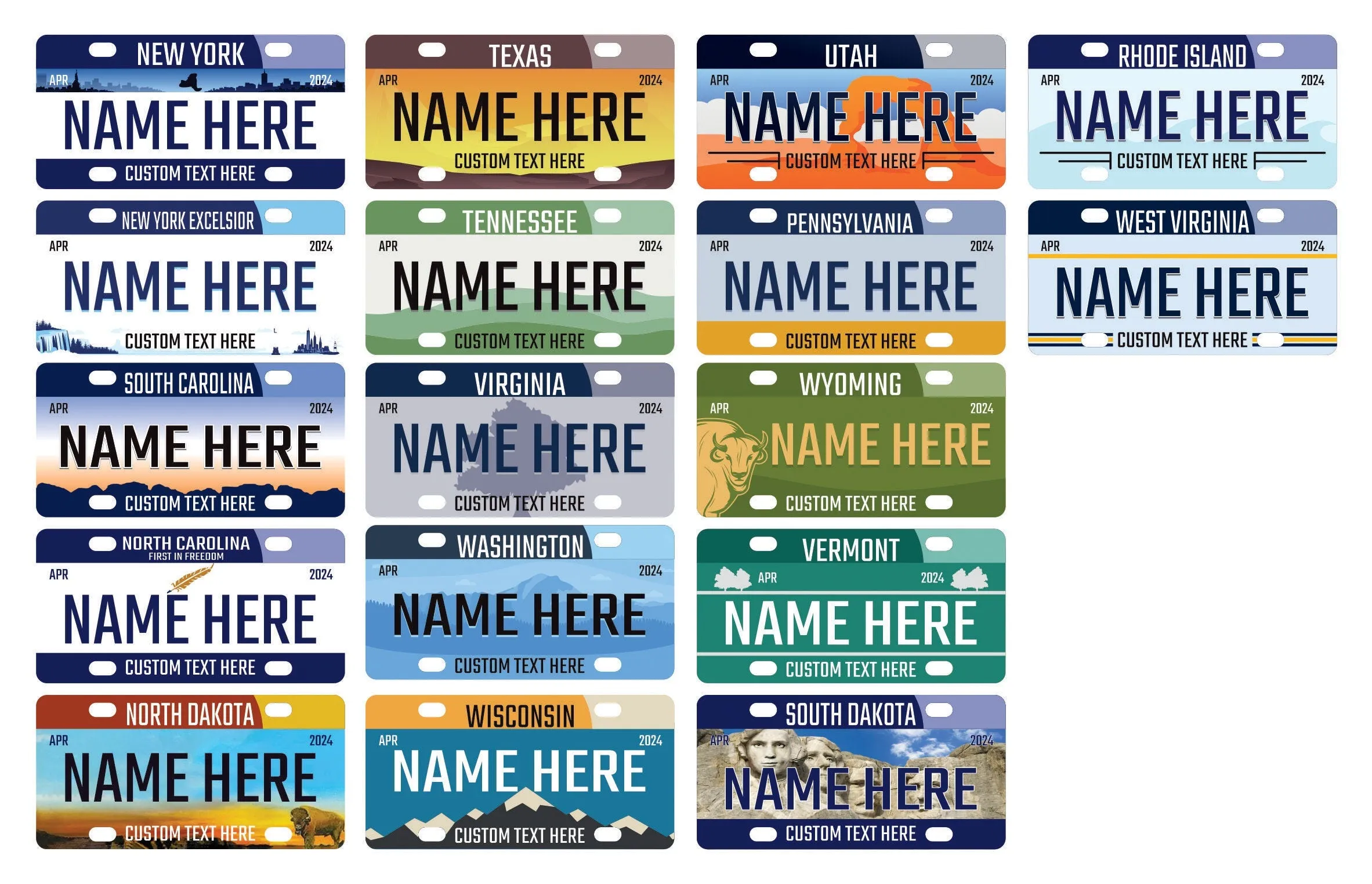 Custom Mini State License Plates, Aluminum Metal 3"x6", Personalized Your Name, State License Plate Tag for Bicycle, ATV, Bike, Wheelchair