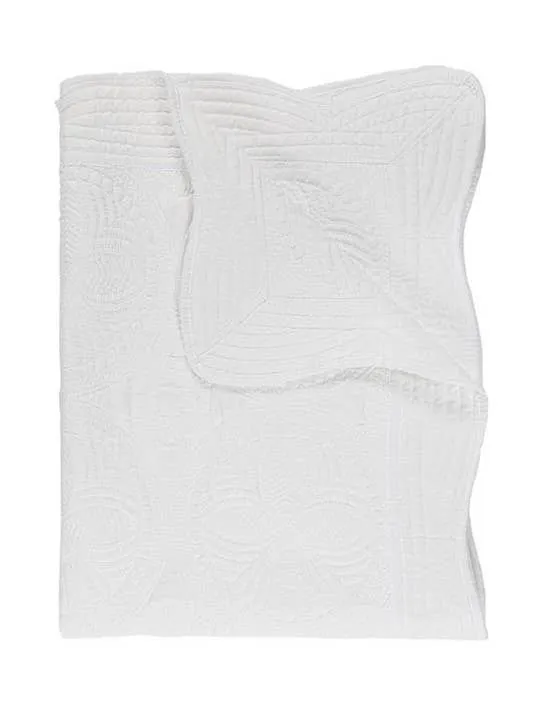 Heirloom Scalloped Baby Quilt Blanket in Pink, Blue, or White