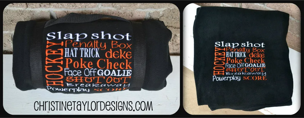 Hockey Mom Fleece Blanket - Hockey Words Design
