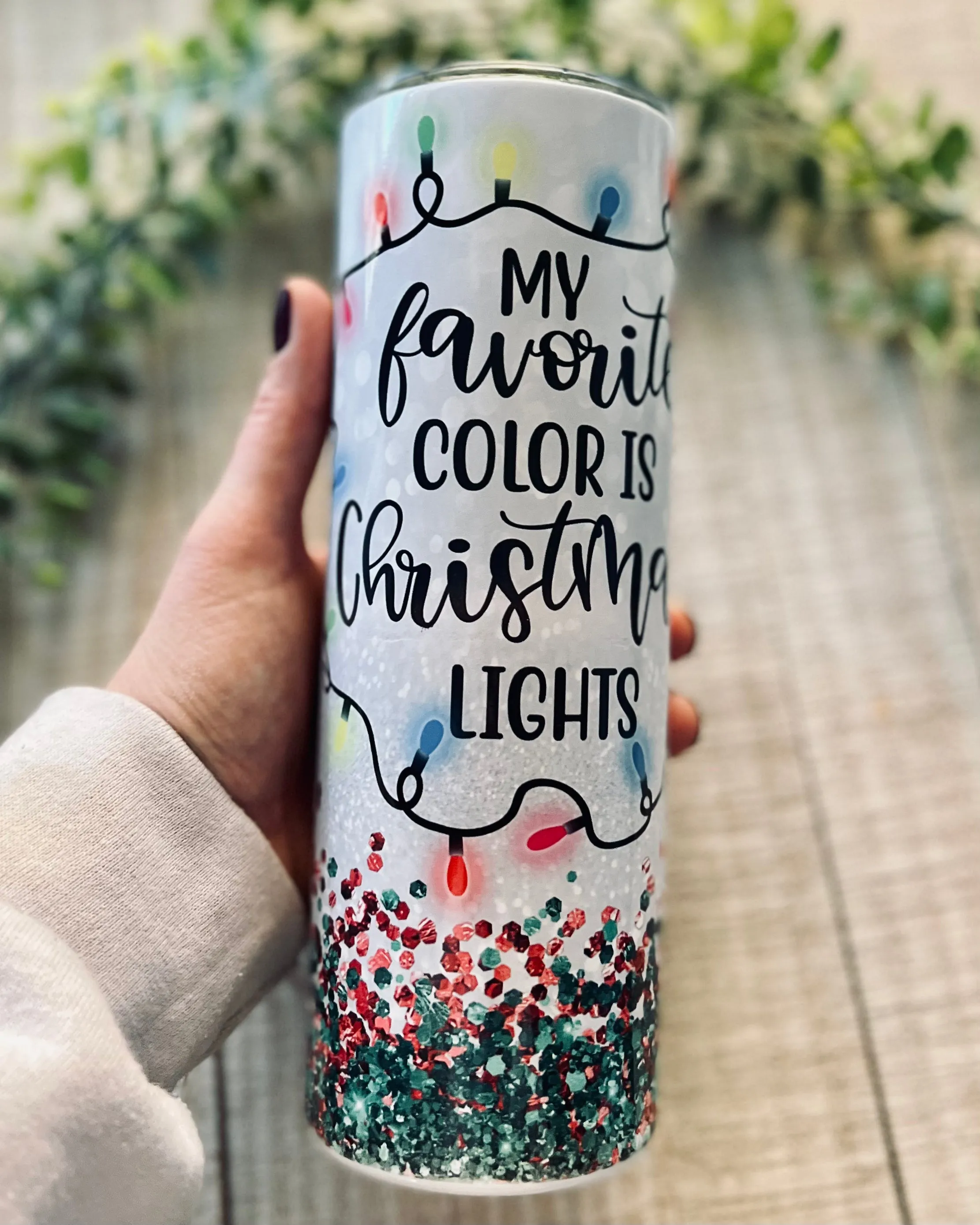 my favorite color is christmas lights | 20oz slim tumbler