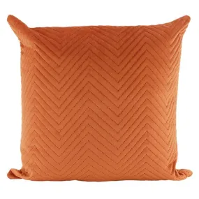 Orange Velvet Quilted Cushion - 50cm x 50cm