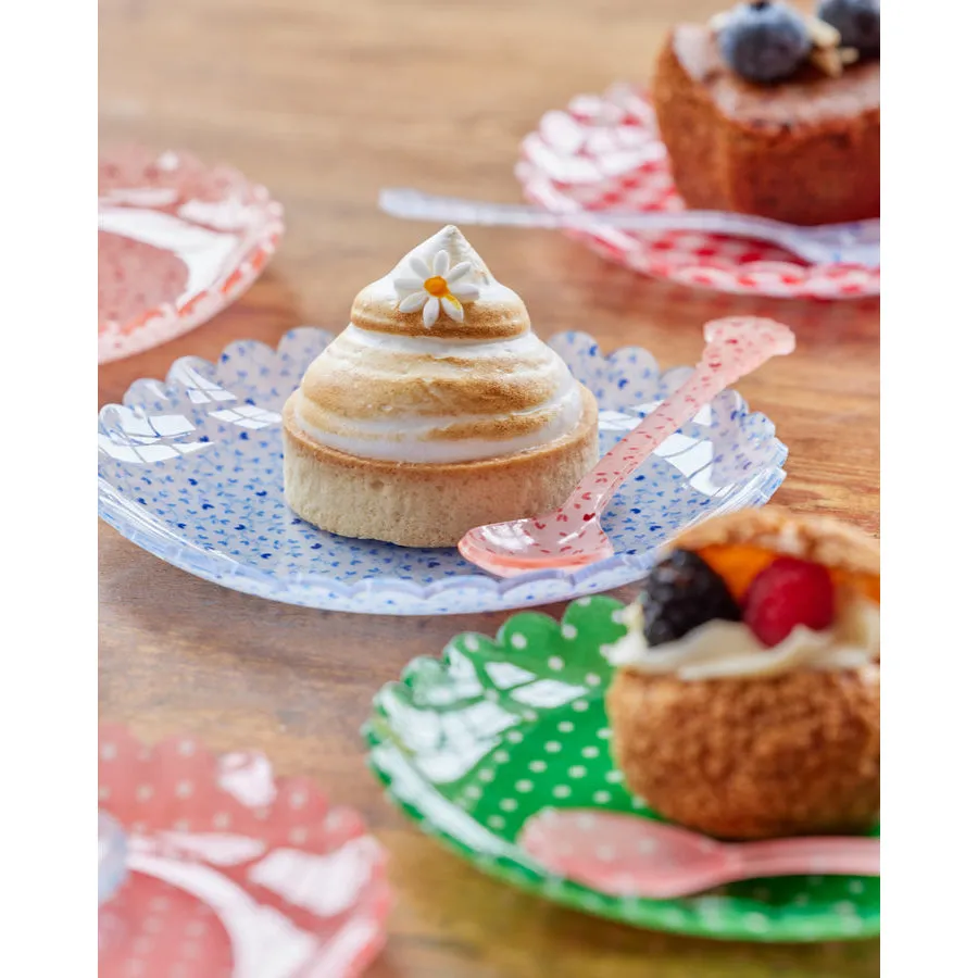 Rice DK Acrylic Cake Plate with Blue Hearts Fabric