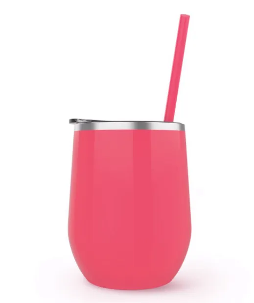 SALE!!!! Wine Tumbler - 12 Oz Steel Wine Tumbler, Double Wall Stainless Tumbler with Lid & Straw