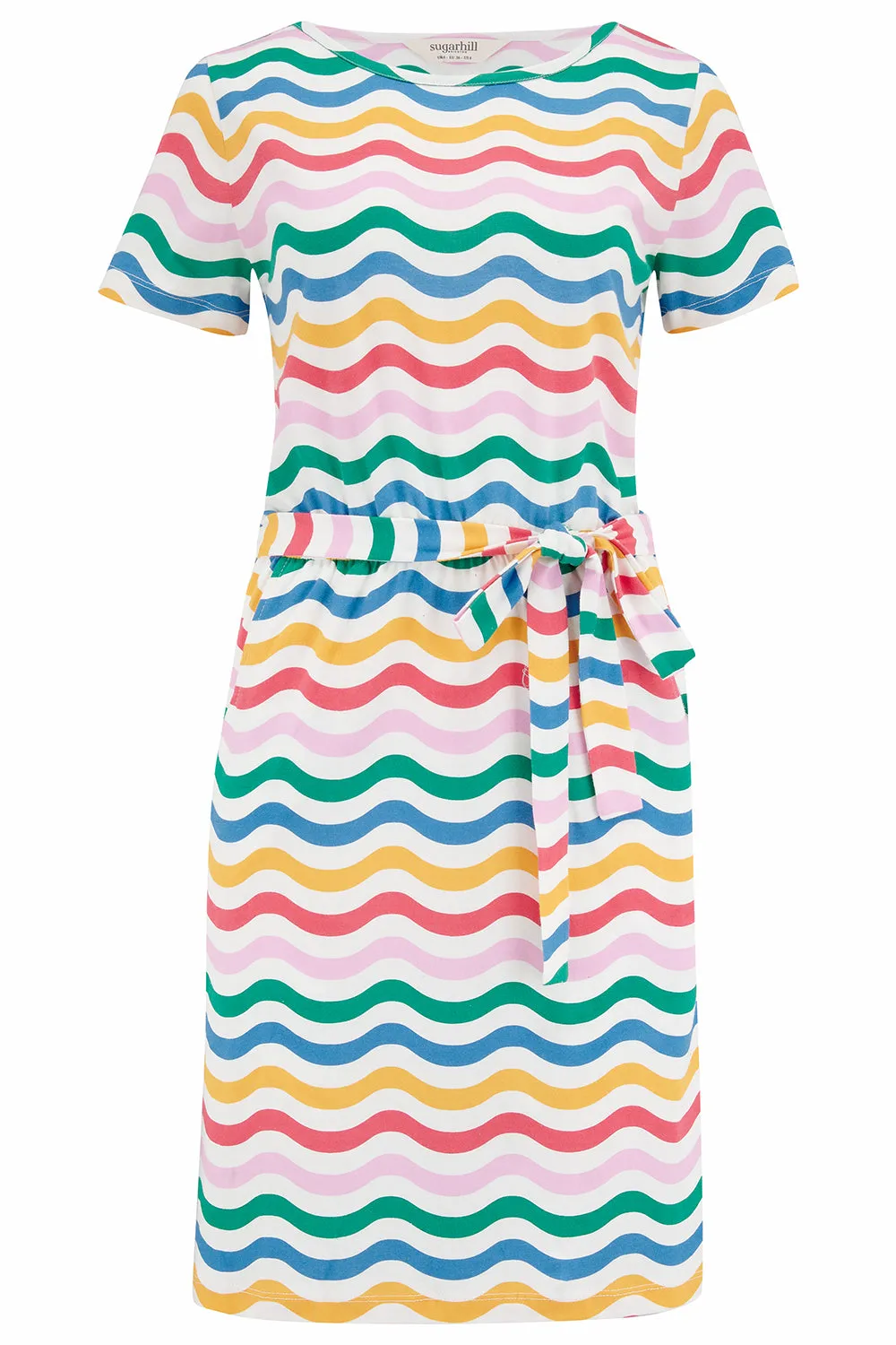 Terri Jersey Mini Dress - Multi, Wavy Rainbow Stripes