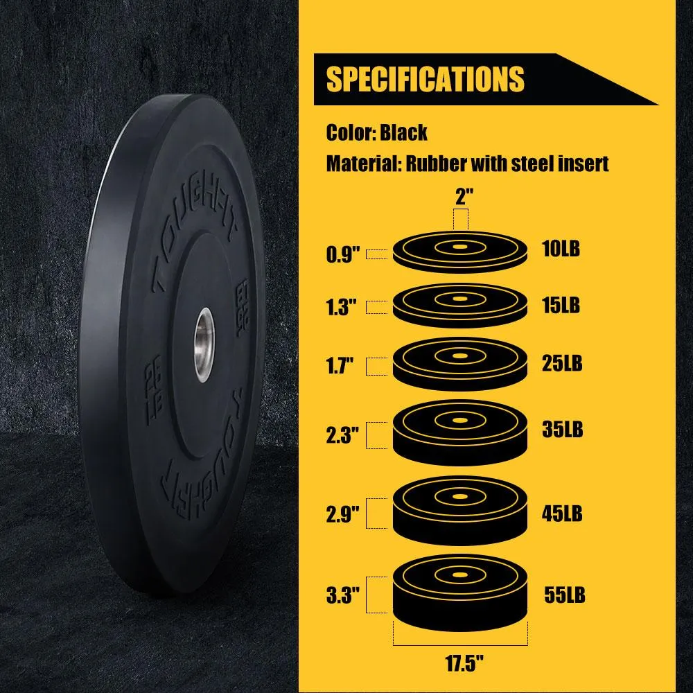 ToughFit Black Olympic Weight Plates Bumper Plates Set